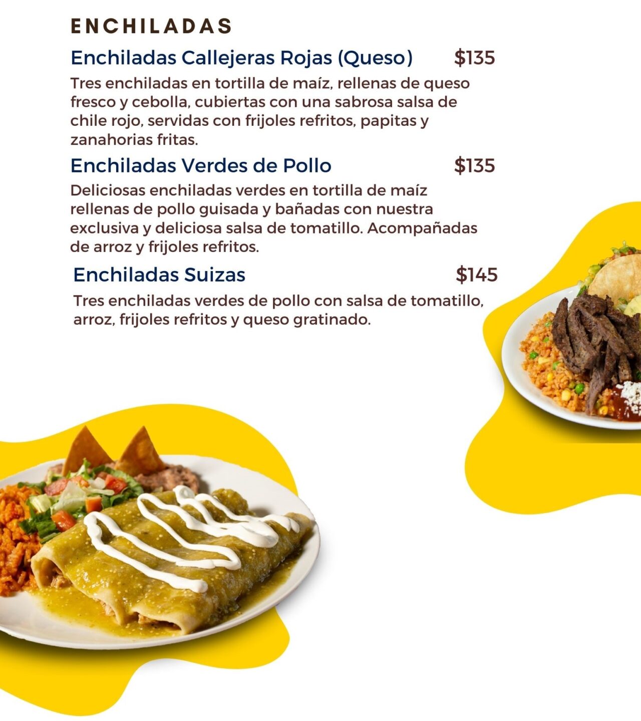 Menú Digital Platillos y Enchiladas Taco Palenque