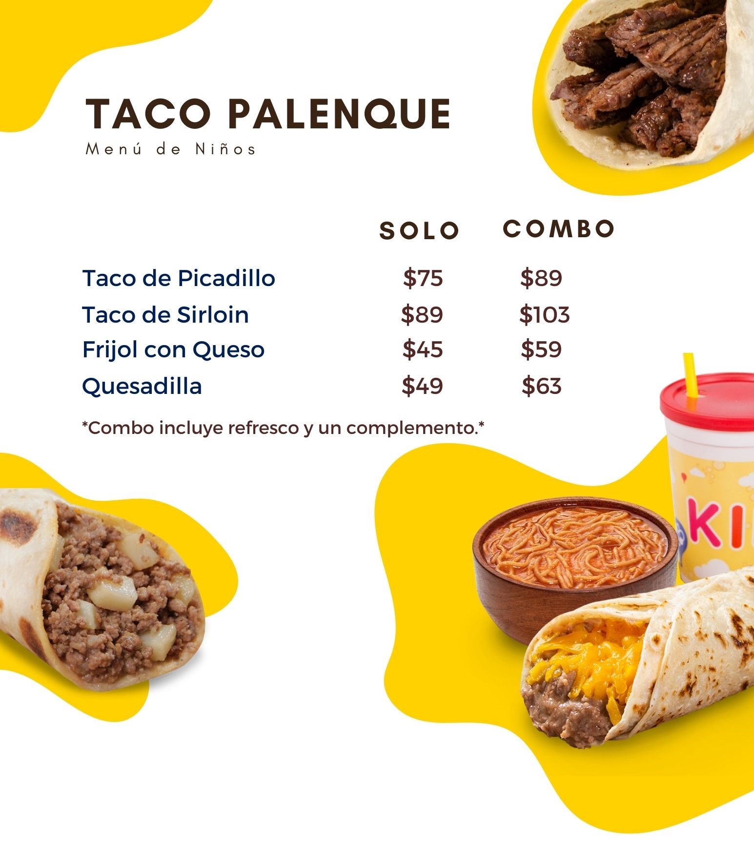 Menú Digital Niños Taco Palenque