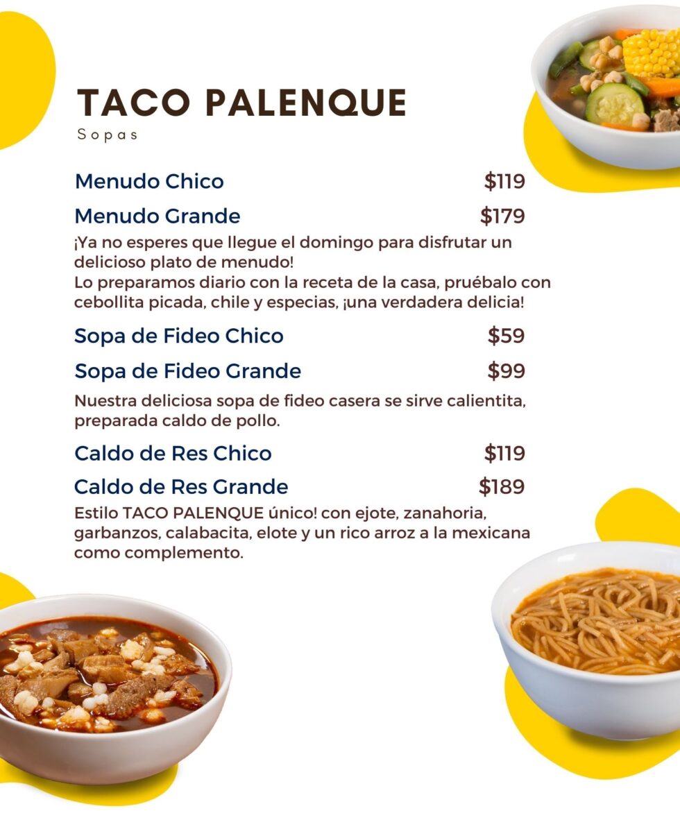 Menú Digital Bowls Ensaladas Sopas Taco Palenque